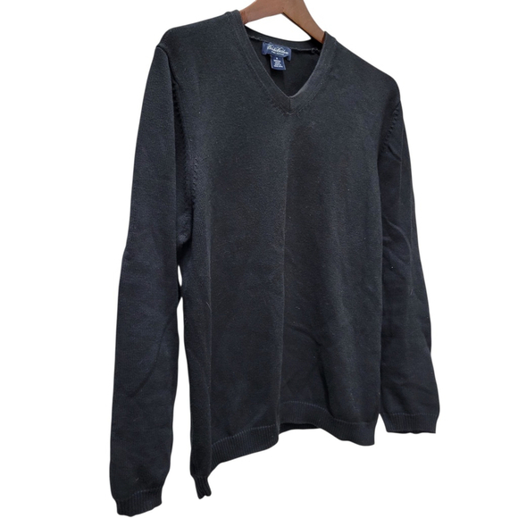 Brooks Brothers Men's Pima Cotton Vneck Long-Sleeves Pullover Black Sweater Med. - Picture 3 of 5